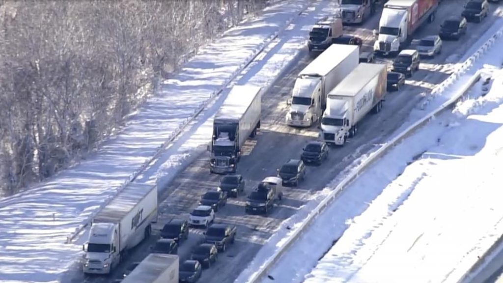 Hundreds stranded all night on snowy highway in Virginia