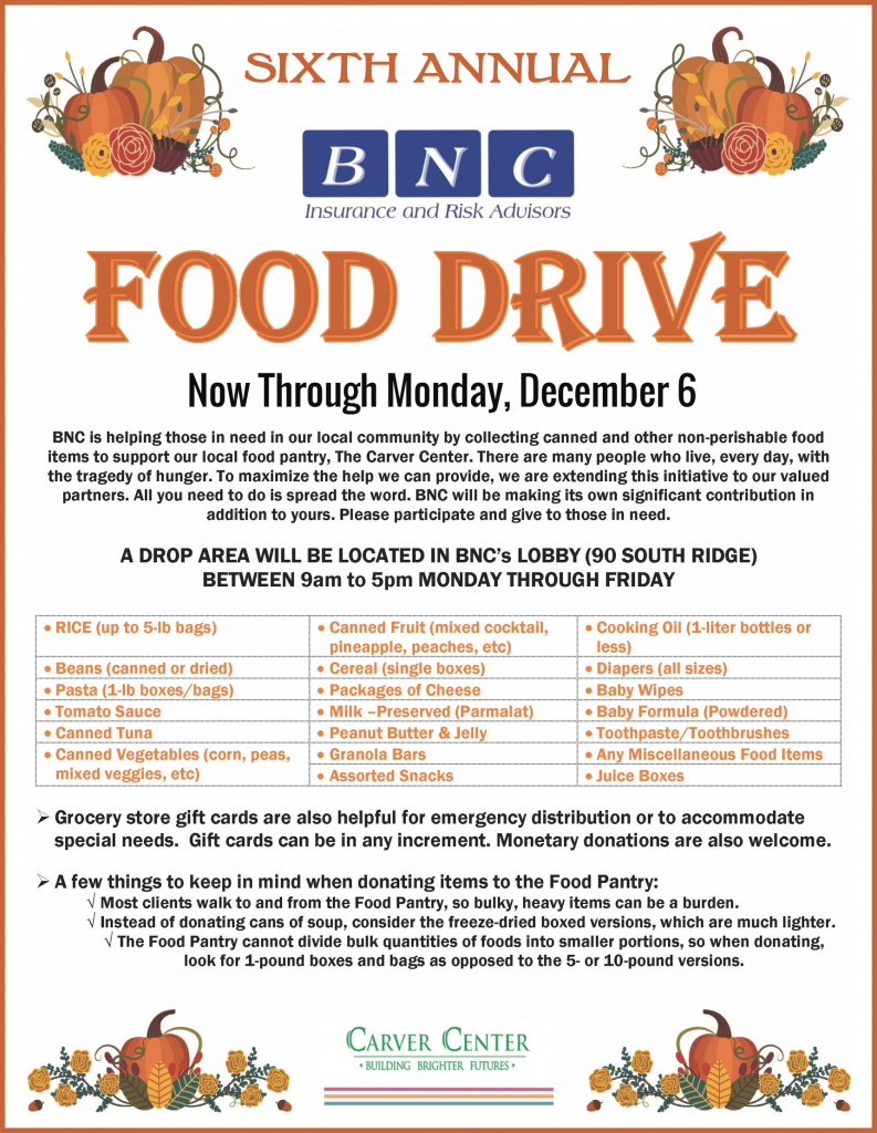 Announcing BNC’s Sixth Annual Food Drive