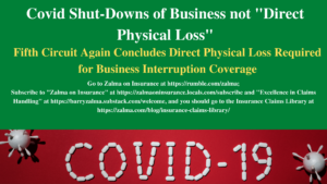 They Keep Trying but: Covid Shut-Downs of Business not “Direct Physical Loss”