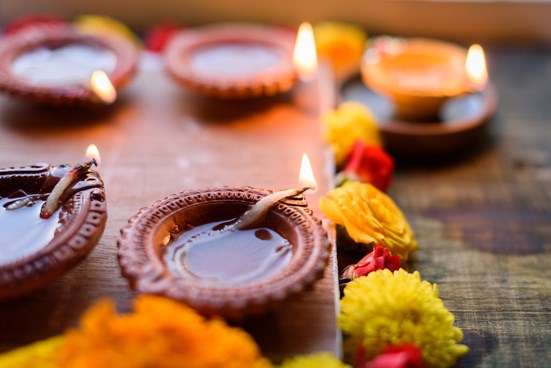 Candles lit during Diwali celebrations in India