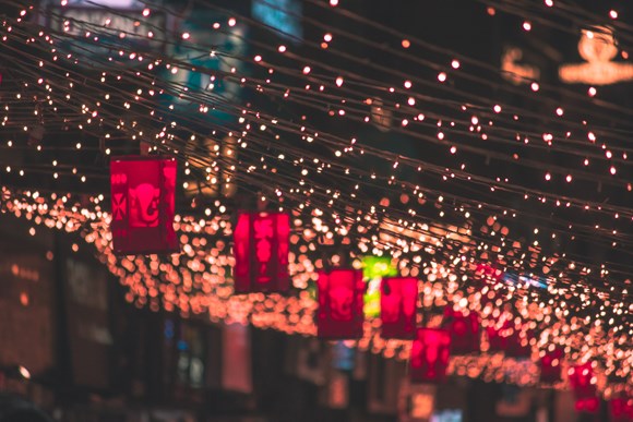 Lamps and candles lit during Diwali, the festival of light