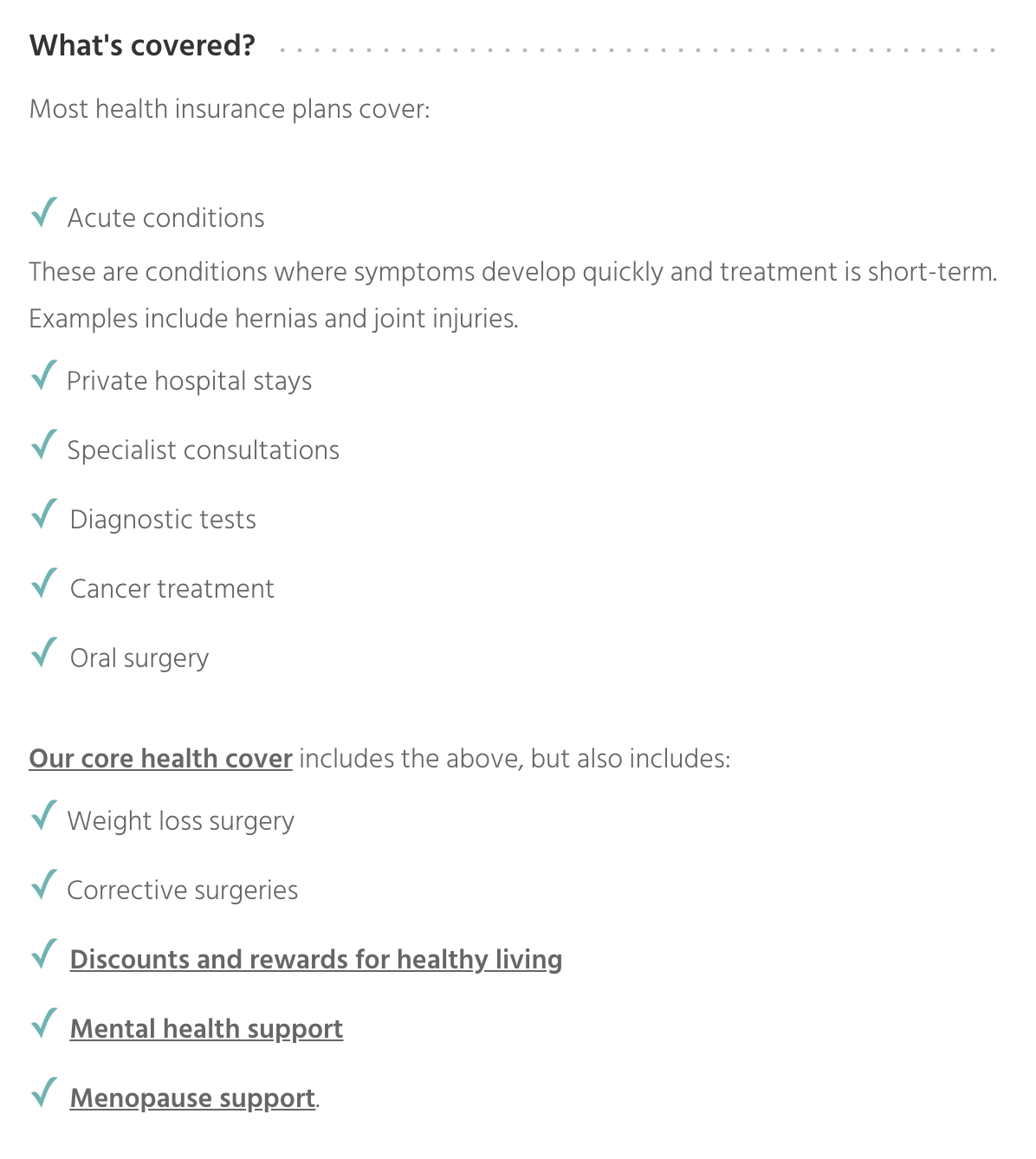 What's covered by most health insurance