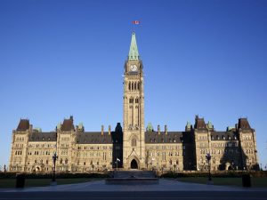 5994395 - front view of the canadian parliament building , with nobody showing