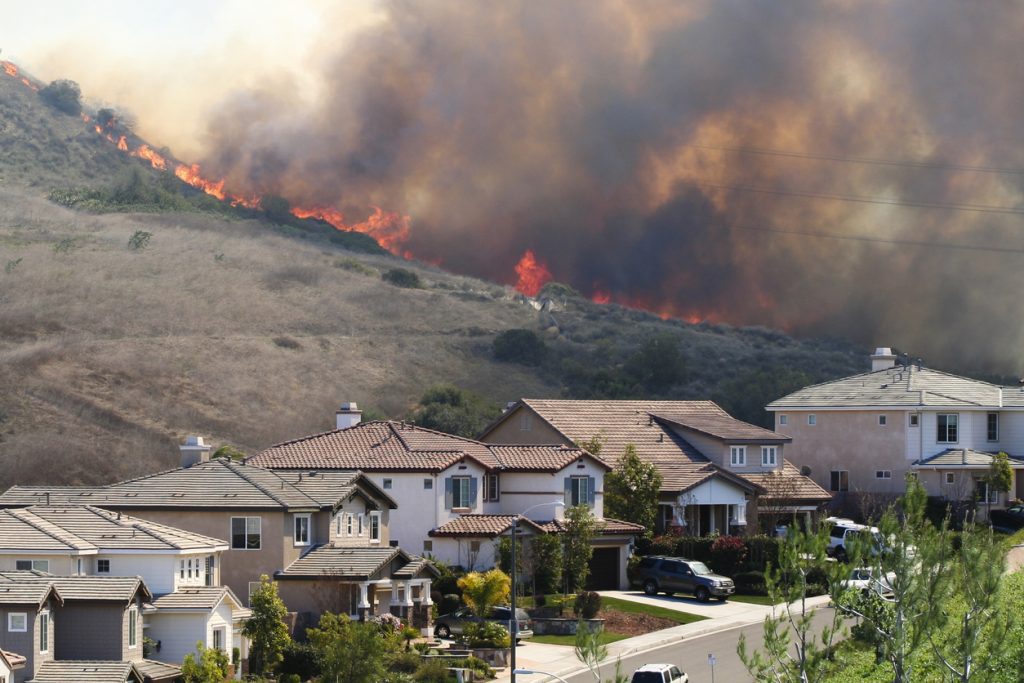 Southern California fire near houses