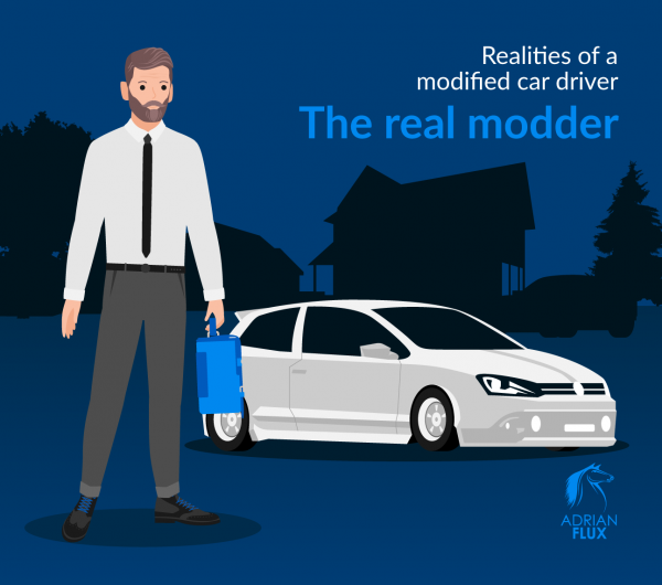 Illustration showing the realities of a modified car owner
