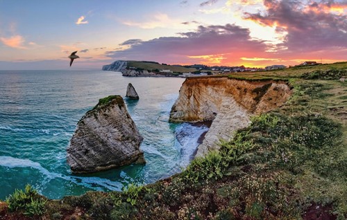 image of the isle of wight coastline at sunset