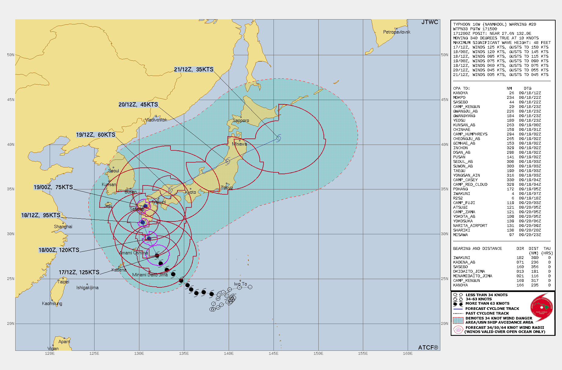 Typhoon Nanmadol forecast