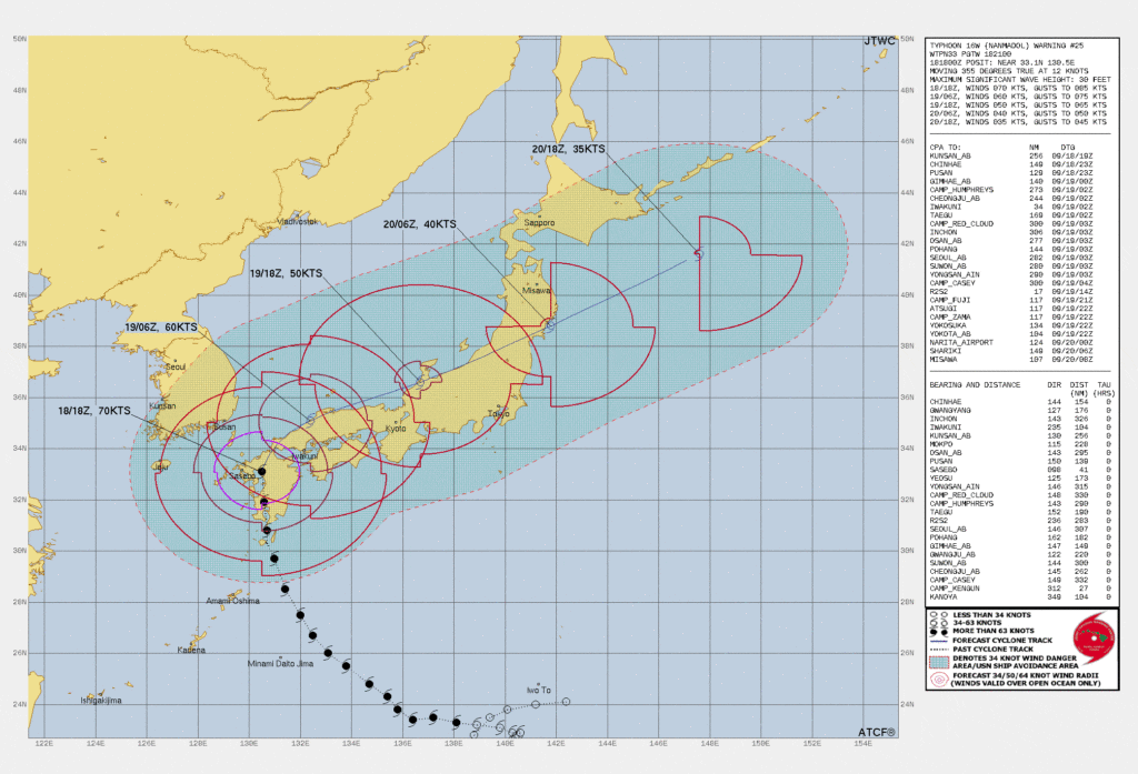 Typhoon Nanmadol forecast