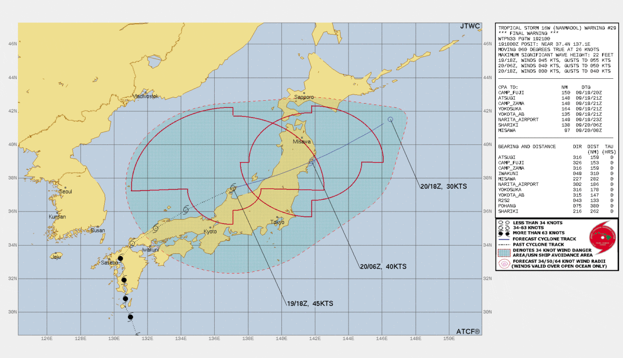 Typhoon Nanmadol forecast