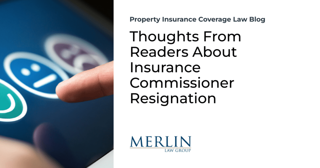 Thoughts From Readers About Insurance Commissioner Resignation