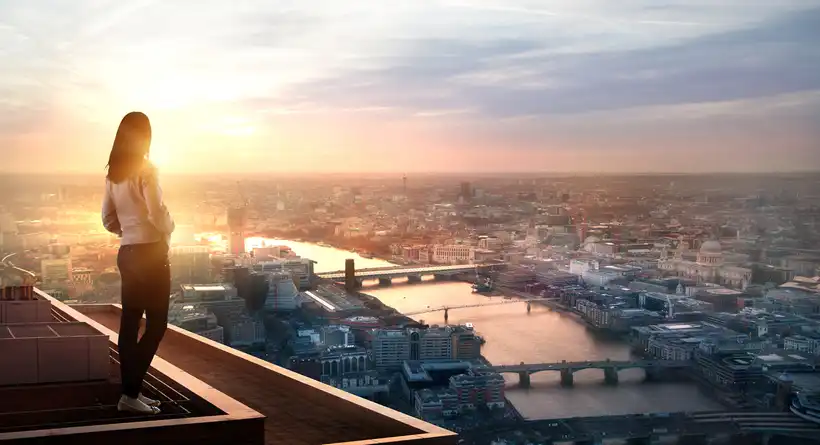 Woman looking over london