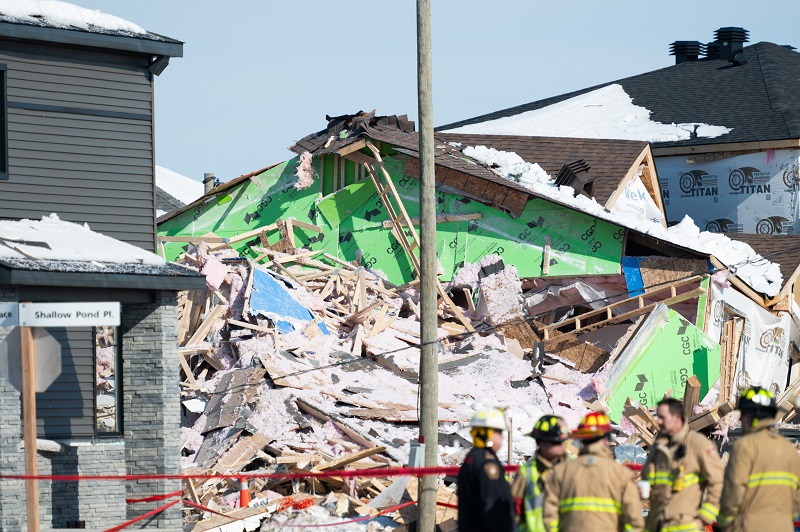 Damage following a gas leak in the Orleans area of Ottawa on Feb. 13, 2023