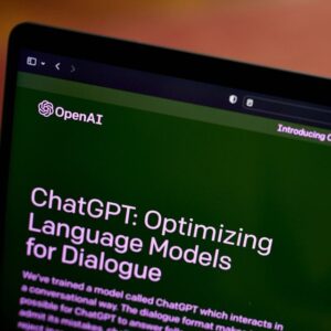 The OpenAI website ChatGPT about page on laptop computer arranged in the Brooklyn borough of New York (Image: Bloomberg)