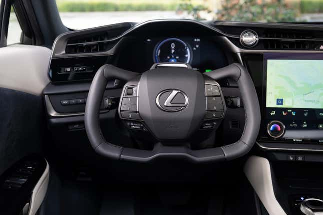 The oddly shaped steering yoke for the 2023 Lexus RZ 450e