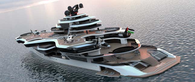 Image for article titled The UAE’s Flagship Luxury Yacht Took Design Cues from U.S. Aircraft Carriers