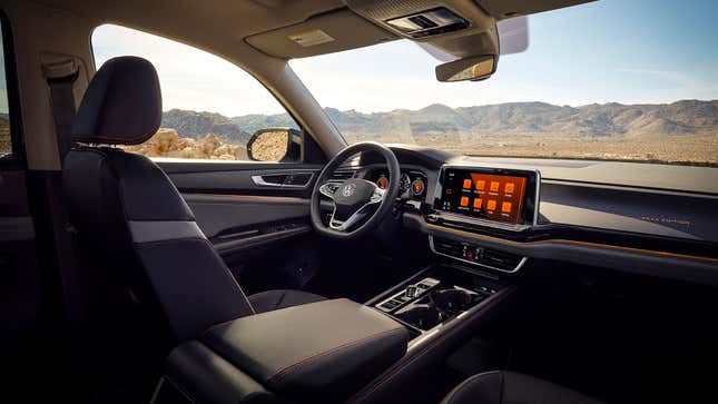 A photo of the interior of the VW Atlas Peak Edition SUV. 