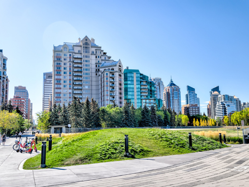 Condos along the Bow River in Calgary