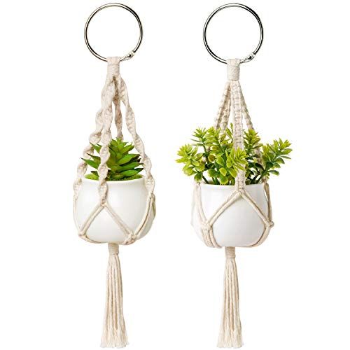 Dahey Mini Macrame Succulent Mirror Charm