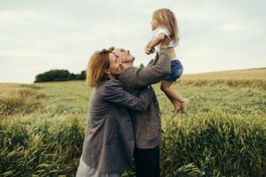 Family in the wheat field