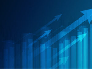 Financial graph with uptrend line