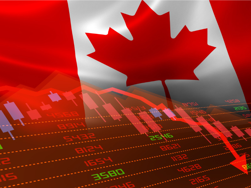 Canadian flag and economic downturn