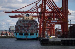 Cargo containers at a port in Vancouver