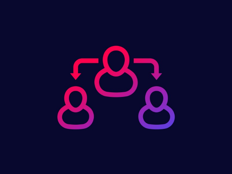 Third party person icons interconnected by arrows