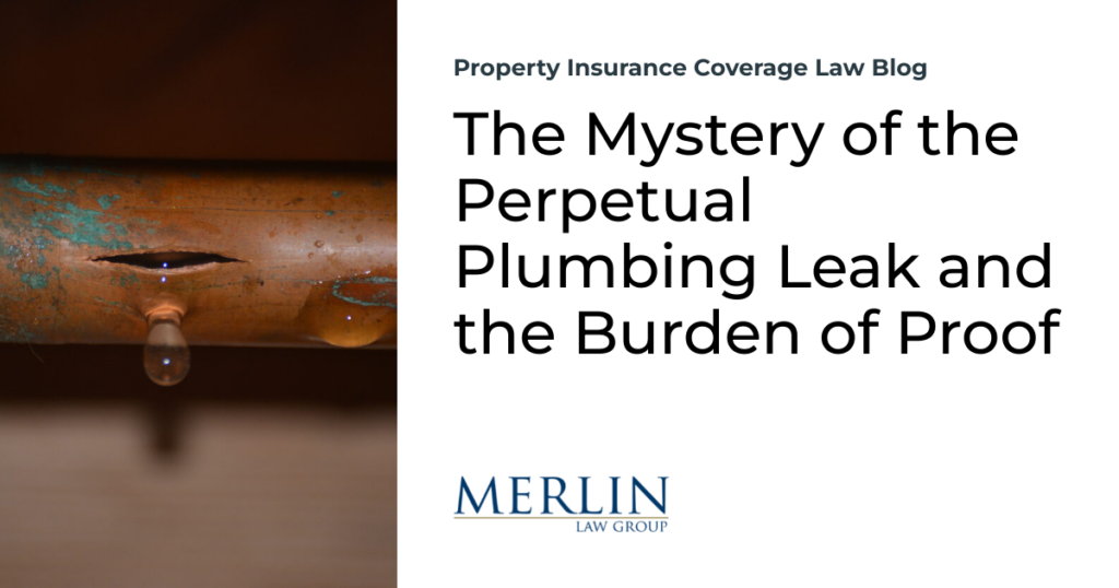 The Mystery of the Perpetual Plumbing Leak and the Burden of Proof
