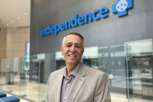 Chuck Stefanosky in the Independence Blue Cross lobby.