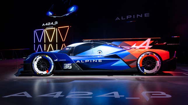 A photo of the Alpine A424_β race car. 