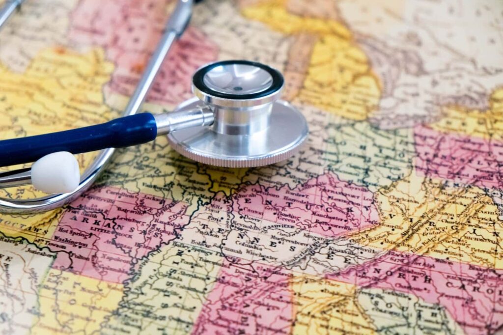 Map showing where travel doctors can work