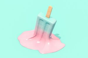 3d rendering of melting Ice cream stick, Popsicle, Minimal summer on colorful background