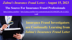 Zalma’s Insurance Fraud Letter – August 15, 2023