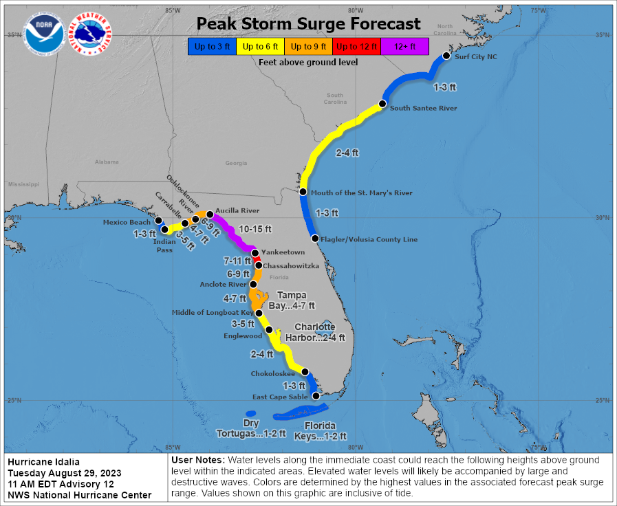 Hurricane Idalia storm surge forecast