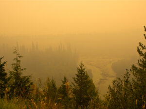 Smoke-filled valley caused by wildfire in B.C.