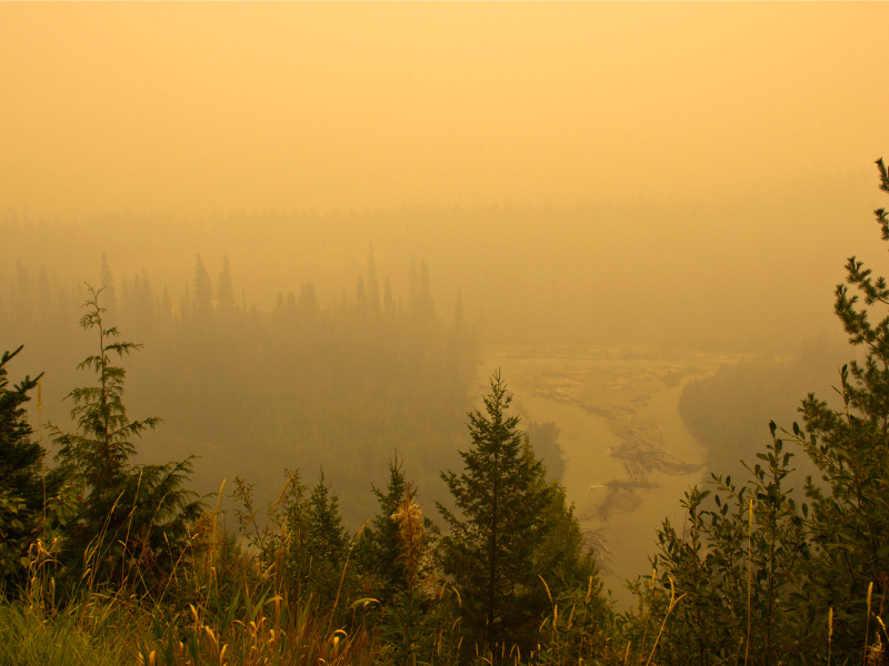 Smoke-filled valley caused by wildfire in B.C.