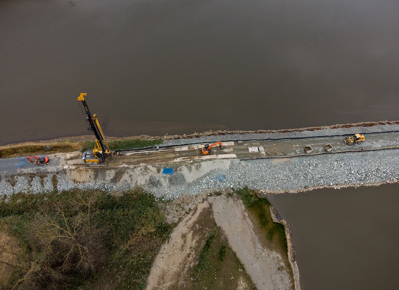 Repairs being made to the Sumas River dike following flooding in November 2021