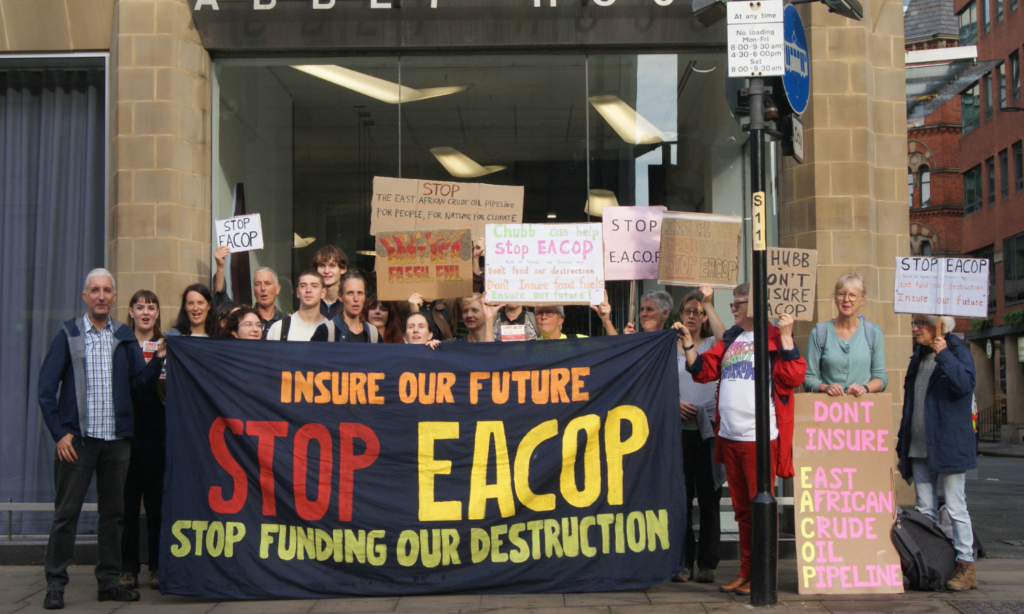 Protesters rally outside Chubb office