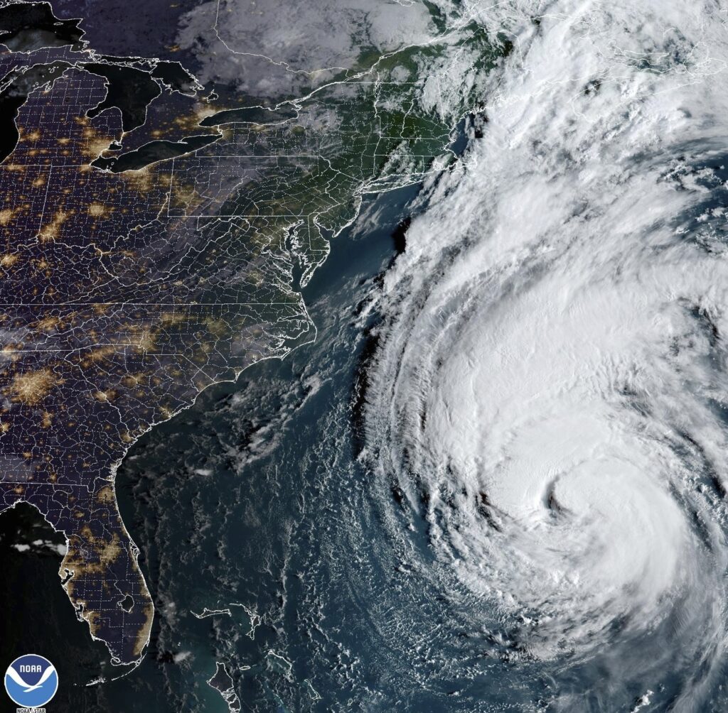 Hurricane Lee approaches Atlantic Canada. Satellite image