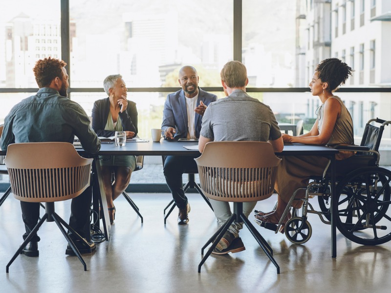 Diverse group working in an office.