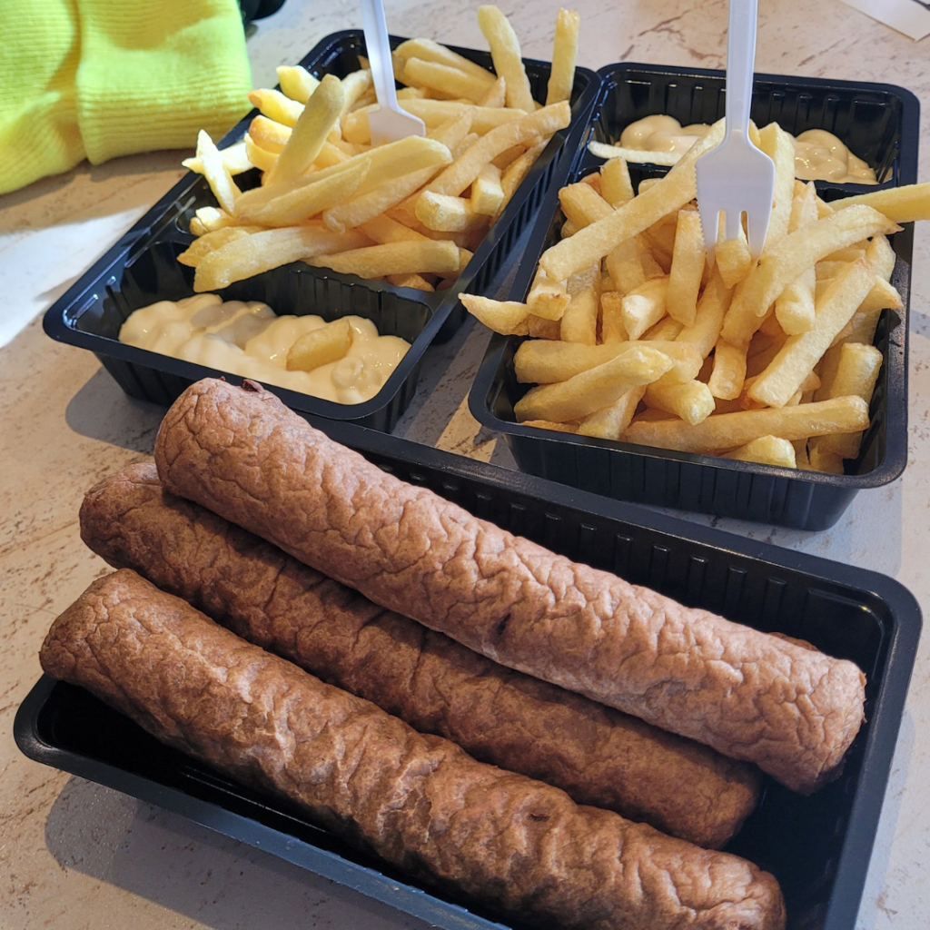 sausage and chips