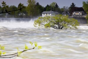 Raging River in flood.