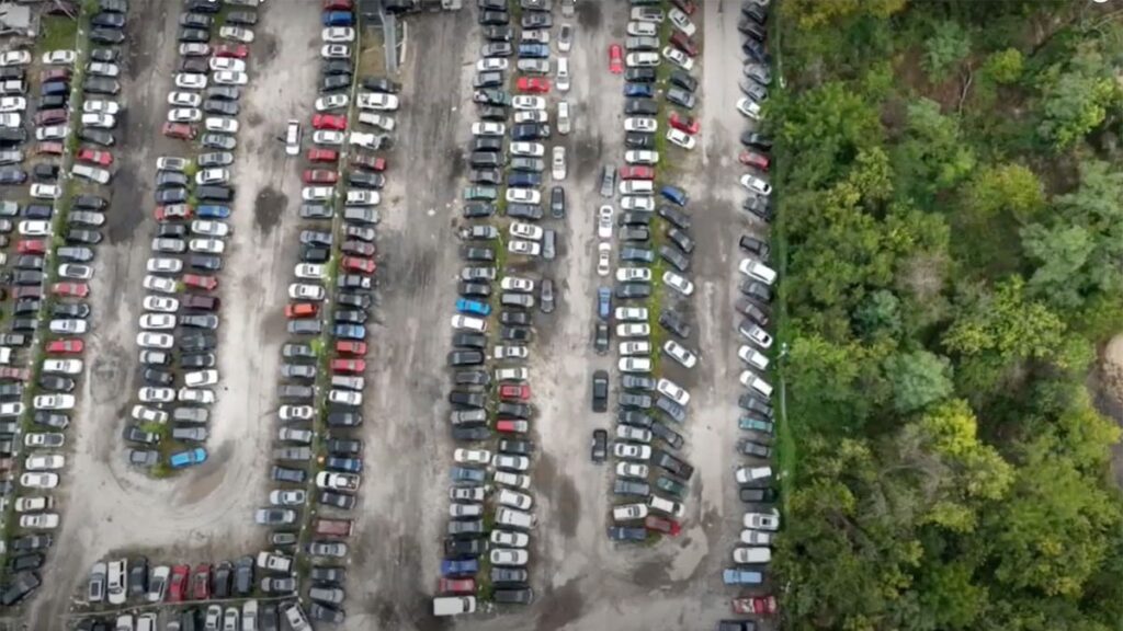 Drone Captures More Than 3,000 Cars Rusting In Impound Lot