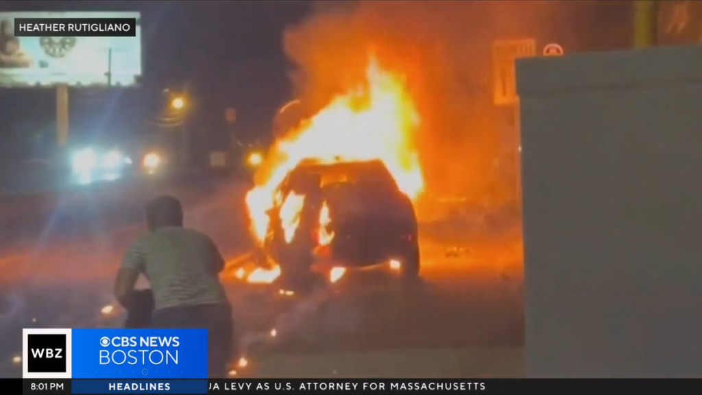 Woman Saved From Burning Car By Stranger After Tanker Explosion