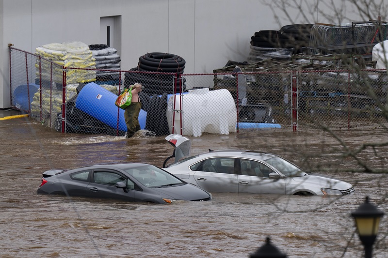 A mall parking lot after flooding in Halifax in July.