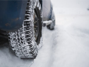 Winter driving on a slippery road