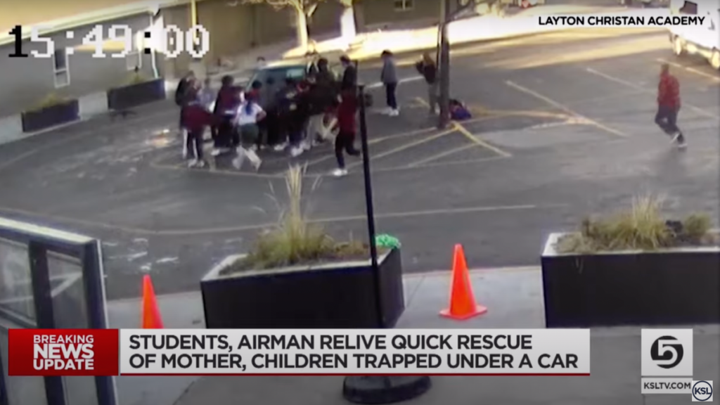 Dozens Of High School Students Lift Car To Rescue Mother And Baby Trapped Underneath