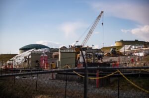 Heavy equipment being moved as work continues on the Trans Mountain pipeline.