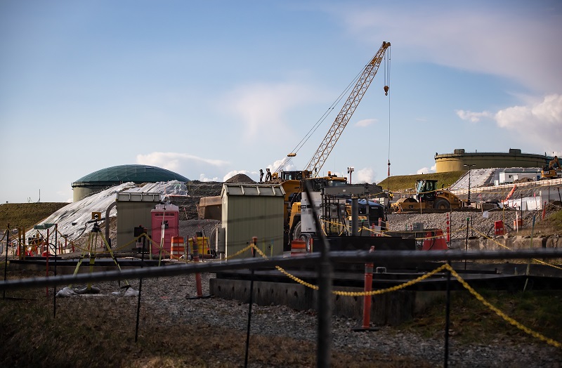 Heavy equipment being moved as work continues on the Trans Mountain pipeline.