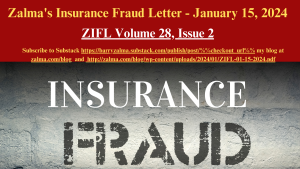 Zalma’s Insurance Fraud Letter – January 15, 2024